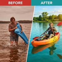 10.2 Ft. Orange Single Sit-On-Top Kayak 1-Person Kayak Boat with Detachable Aluminum Paddle — Before & After
