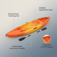 10.2 Ft. Orange Single Sit-On-Top Kayak 1-Person Kayak Boat with Detachable Aluminum Paddle — infographic