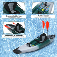 Single Sit-On-Top Fishing Kayak Single Kayak Boat W/Fishing Rod Holders & Paddle