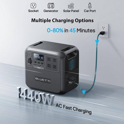 1800W Continuous/2700-Watt Peak Output Power Station AC180 Push Button Start Lifepo4 Battery Solar Generator for Outdoor
