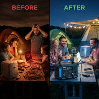 500-Watt Quiet Portable Power Station with Push Button Start Battery Generator for Outdoors, Home, and Solar Charging — Before & After