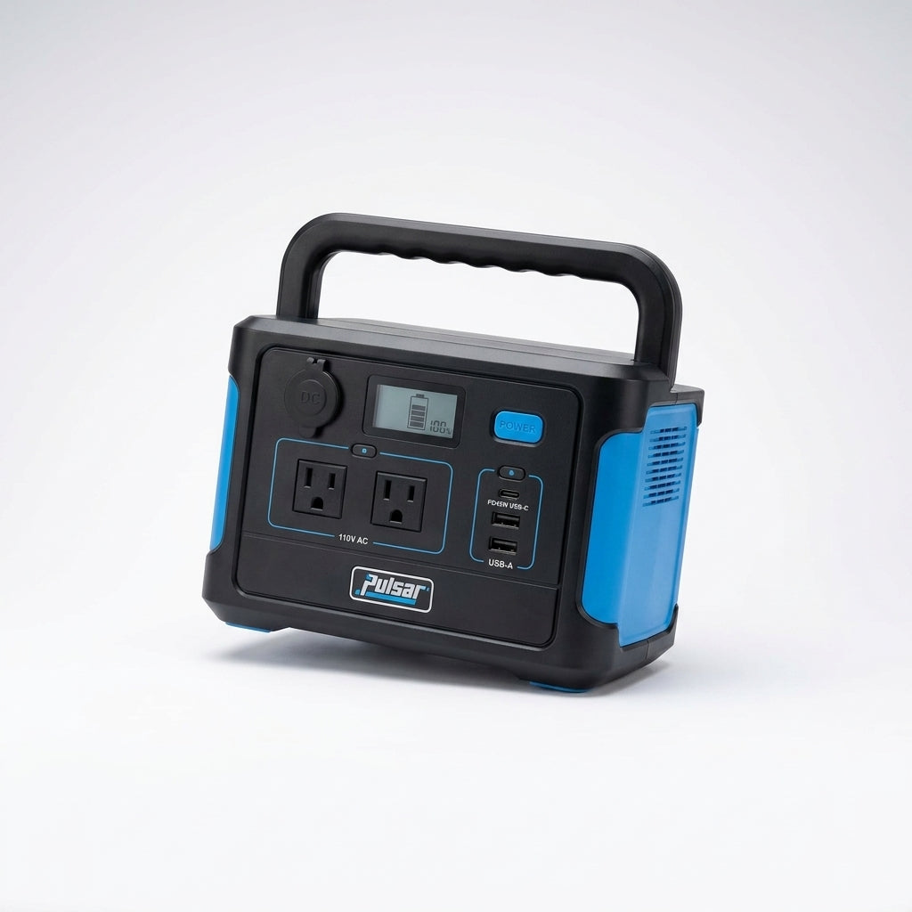500-Watt Quiet Portable Power Station with Push Button Start Battery Generator for Outdoors, Home, and Solar Charging — Studio Shot