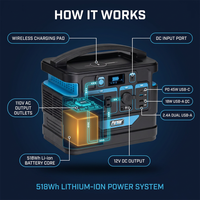500-Watt Quiet Portable Power Station with Push Button Start Battery Generator for Outdoors, Home, and Solar Charging — How It Works