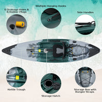 Single Sit-On-Top Fishing Kayak Single Kayak Boat W/Fishing Rod Holders & Paddle