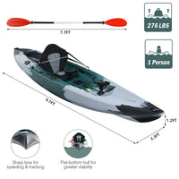 Single Sit-On-Top Fishing Kayak Single Kayak Boat W/Fishing Rod Holders & Paddle