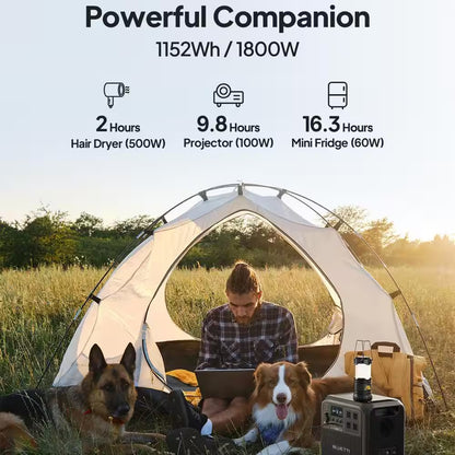 1800W Continuous/2700-Watt Peak Output Power Station AC180 Push Button Start Lifepo4 Battery Solar Generator for Outdoor
