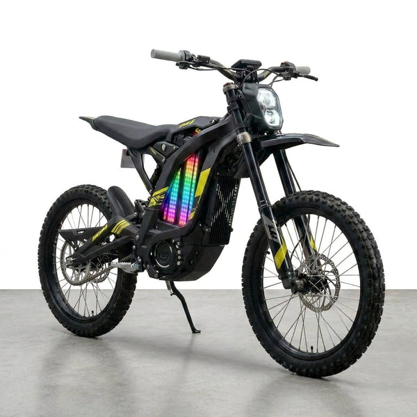 Electric Dirt Bike Built for Trail Adventures, 8000W Peak Motor, 75 Mile Range, Removable Battery — Studio Shot