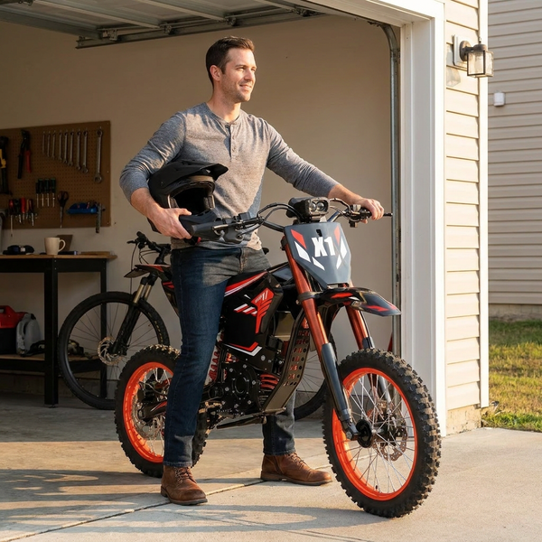 Electric Dirt Bike Built for Off-Road Performance, 4500W Motor, 50 MPH Speed, 60 Mile Range