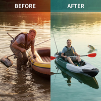 Single Sit-On-Top Fishing Kayak Single Kayak Boat W/Fishing Rod Holders & Paddle — Before & After