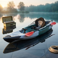 Single Sit-On-Top Fishing Kayak Single Kayak Boat W/Fishing Rod Holders & Paddle — Studio Shot
