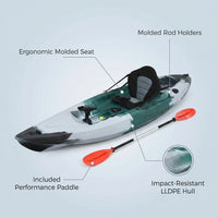 Single Sit-On-Top Fishing Kayak Single Kayak Boat W/Fishing Rod Holders & Paddle — infographic