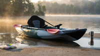 Single Sit-On-Top Fishing Kayak Single Kayak Boat W/Fishing Rod Holders & Paddle — Lifestyle