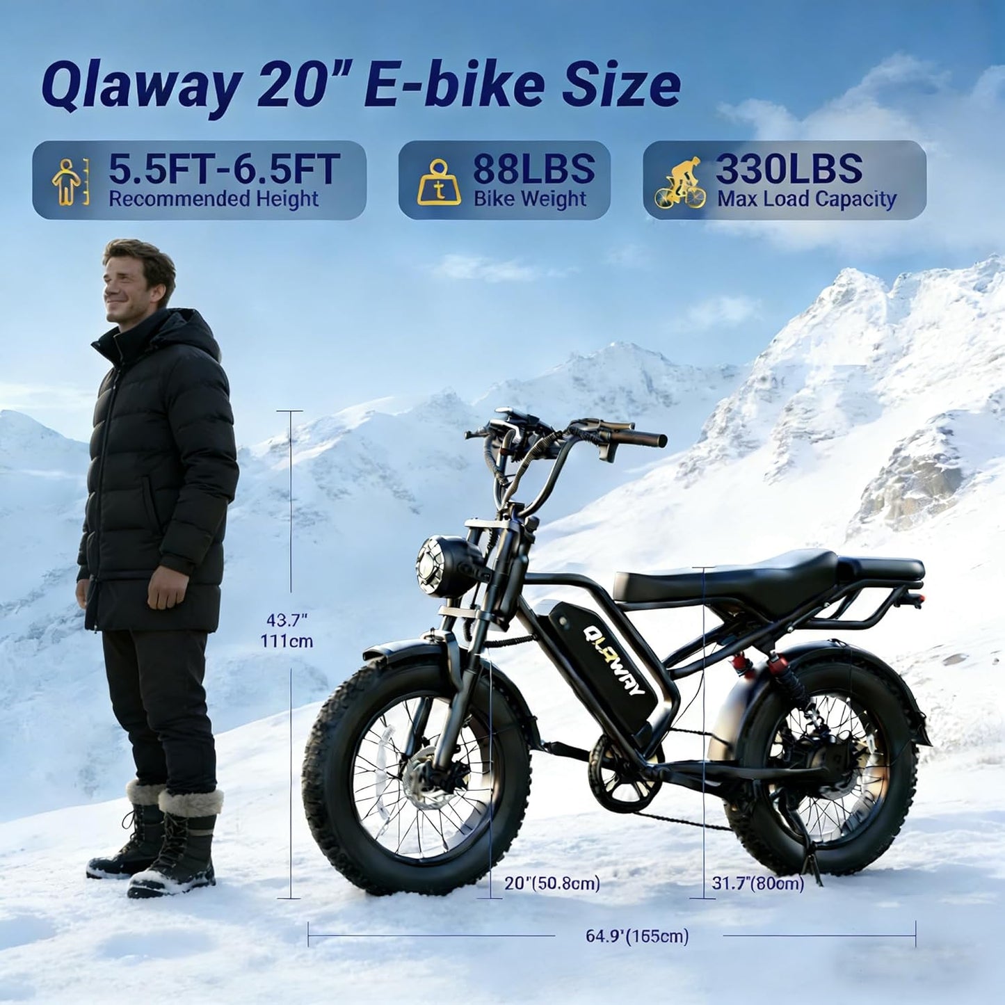 20" Fat Tire Electric Motorcycle Ebikes for Adults, 1500W Peak Electric Dirt Bike with Full Suspension, 48V 18AH Battery Moped, 40-70 Miles Range, LED Headlight,Turn Signals