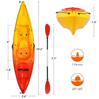 Single Person Kayak Designed for Lake Adventures, Sit-On-Top Hull, Aluminum Paddle, LLDPE Construction