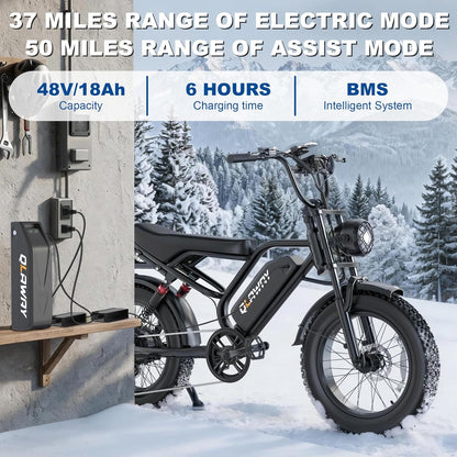 20" Fat Tire Electric Motorcycle Ebikes for Adults, 1500W Peak Electric Dirt Bike with Full Suspension, 48V 18AH Battery Moped, 40-70 Miles Range, LED Headlight,Turn Signals